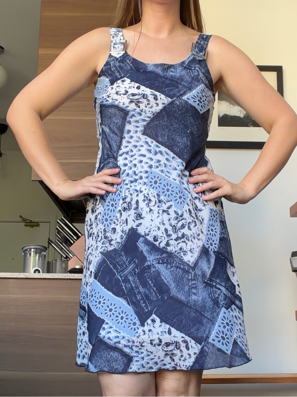 Y2K Jean Print Mini Dress